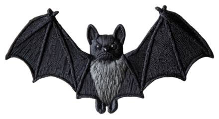 PNG A bat in embroidery style fabric embellishment embroidered.