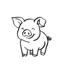 Cute Smiling Pig Coloring Page for Kids
