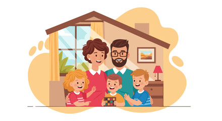 Happy family at home, perfect for family blogs, websites, and brochures.