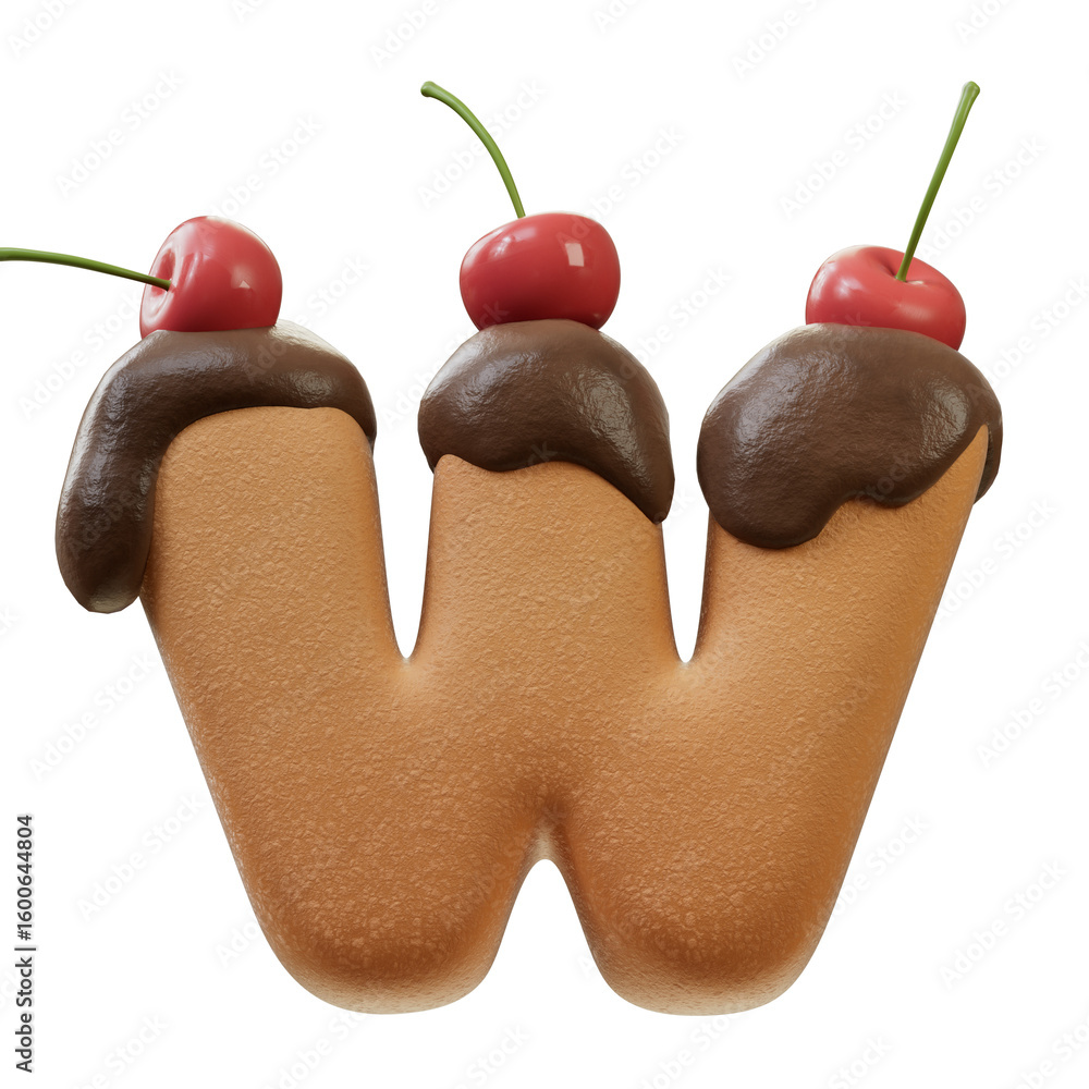 Poster 3d font.chocolate biscuit donut font concept. isometric alphabet. numbers and letters. 3d rendering 