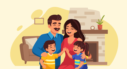 Happy family illustration perfect for brochures, websites, and family-themed projects.