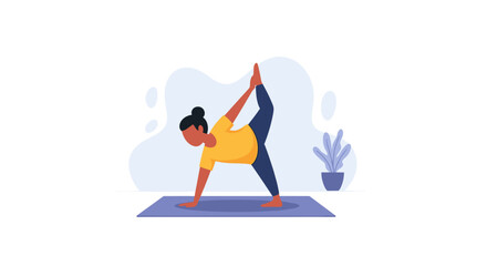 Woman practicing yoga at home - perfect for wellness websites and blogs.
