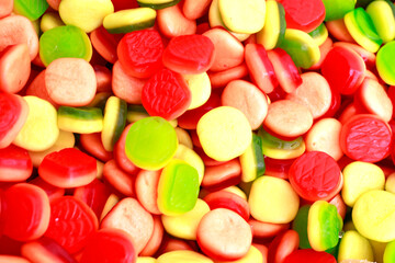 Gummy candy.Top view. Jelly candy.