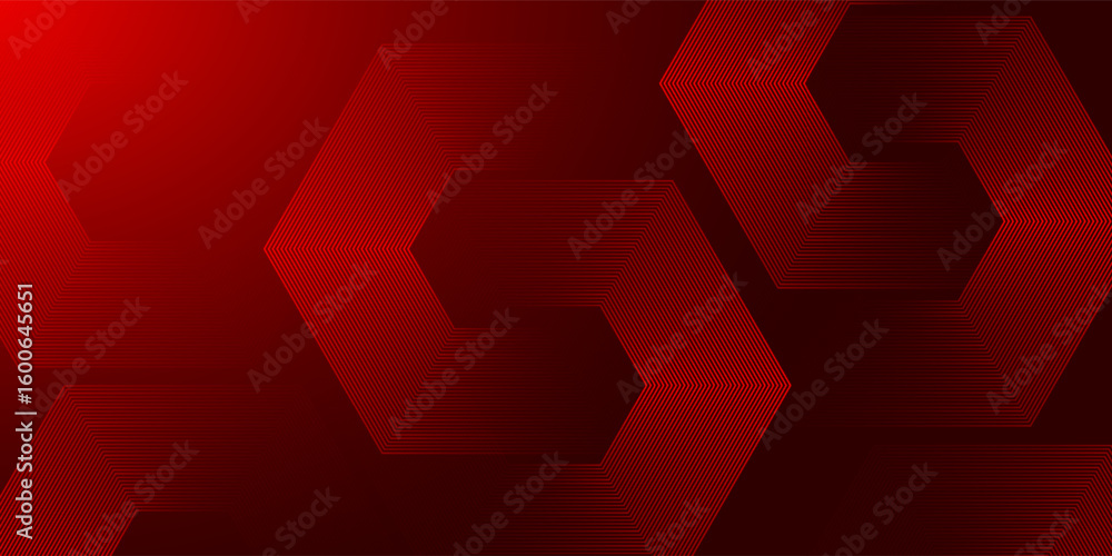 Poster abstract dark red background with hexagon lines. vector eps10