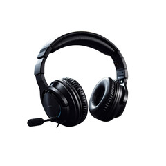  available A black headset with a microphone on it