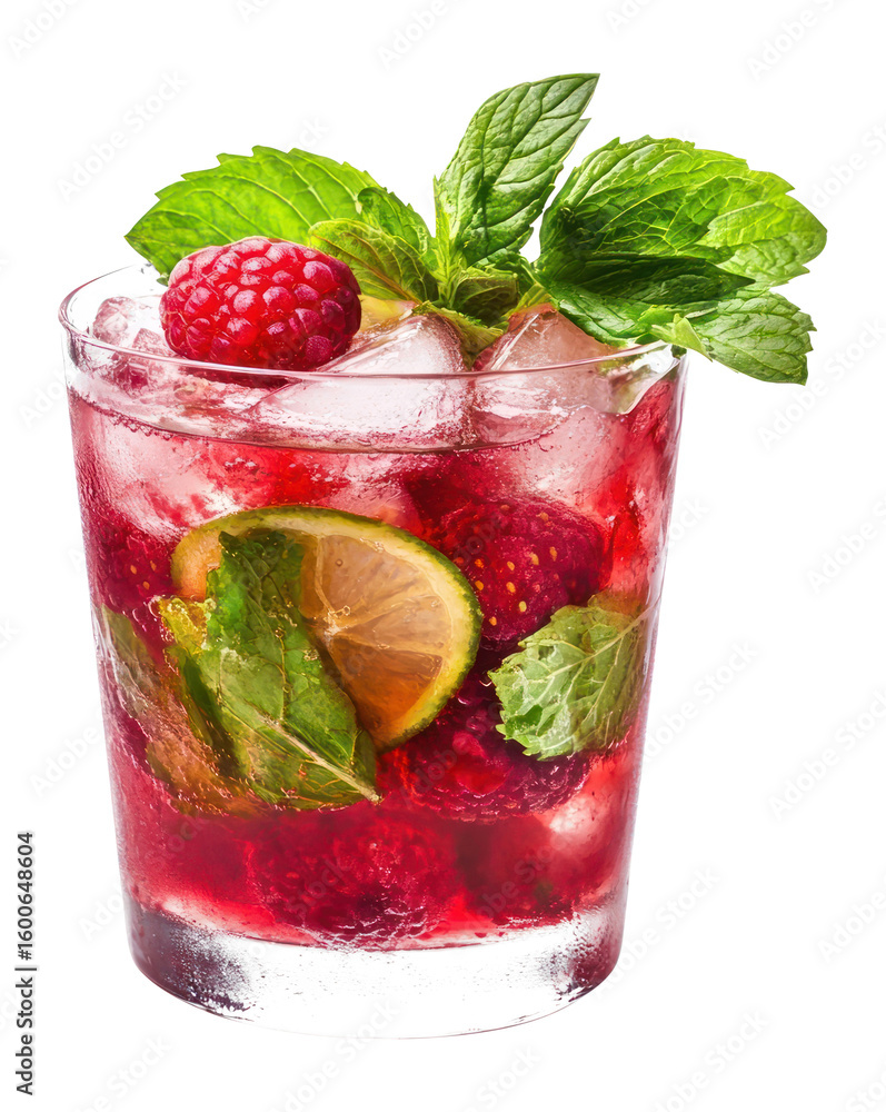 Poster png raspberry mojito cocktail raspberry beverage mojito.