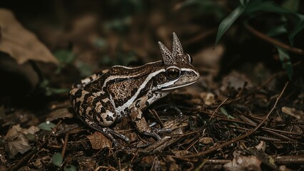 Fototapeta premium Frog Species with Horn-like Projections
