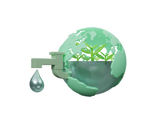 Nature and environment icon isolated on transparent background, energy sources for renewable, sustainable development. Ecology concept. Protection, planet care, natural recycling power. 3d rendering