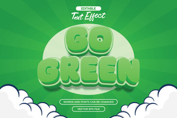 Go green editable text effect with cartoon text style and with green background