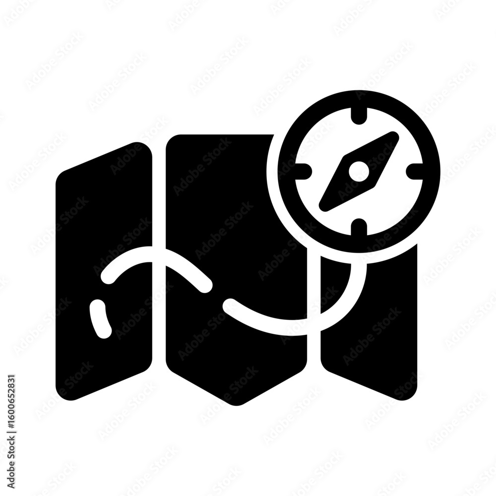 Poster compass with map navigation icon