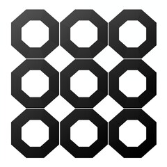 Geometric black octagon pattern with symmetry and modern design for interior decor