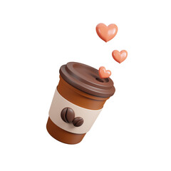 Coffee day icon isolated on transparent background, International Coffee Day, coffee shop concept. Have a nice day for graphic illustration for social media ads. Logo, icon or template. 3d rendering
