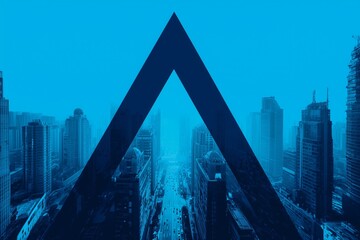 minimal illustration of blue-toned upward view of city buildings