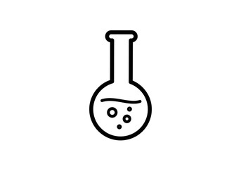 Simple Black Line Art of a Round Bottom Flask with Bubbles