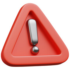 3d rendering of warning sign ui icon