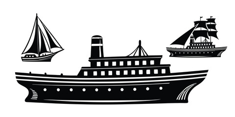 set of sailing ships