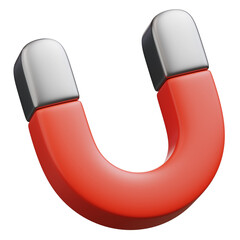 3d rendering of magnet red and silver icon