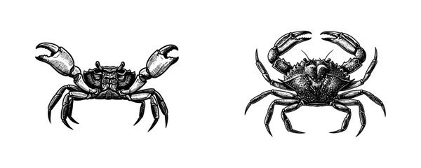 Crab Seafood & Marine Life - Vintage Engraving Illustration Set