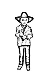 Full length of little cowboy