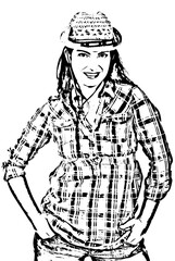 Beautiful cowgirl with hat