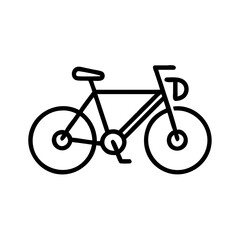 Obraz premium Vector art of a simple black line art icon of a bicycle with two wheels a frame handlebars and a seat isolated on a white background
