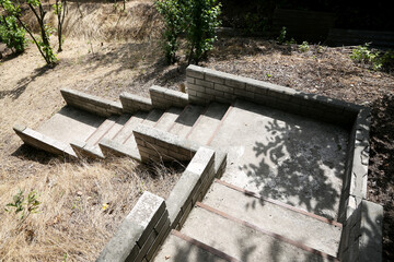 Staircase with steps in the garden of a country house