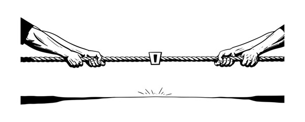 Tug of War - Conflict, Struggle, and Tension Metaphor Illustration