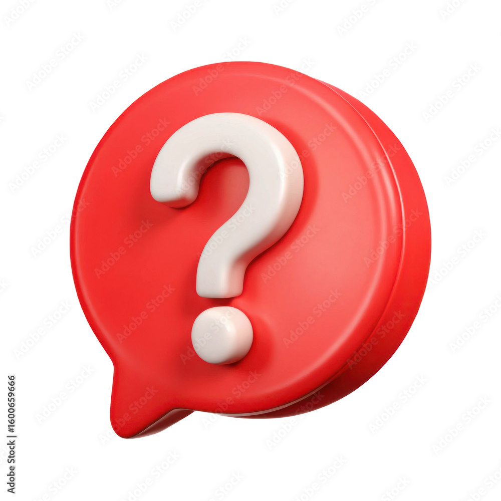 Fototapete a bright red speech bubble with a prominent white question mark inside representing a query or a pro