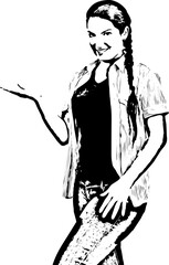 Casual woman  making  a presentation