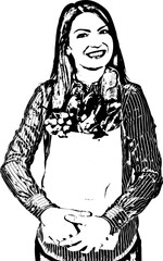 Extremely happy woman with food