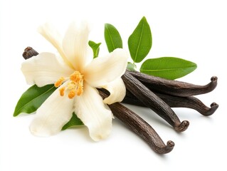 Vanilla pods and flower