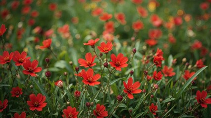 Scarlet blooms of the crimson balsam flower