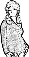 Serios woman in winter clothes