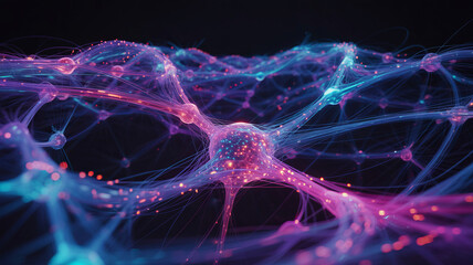 Interconnected neural network pathways glowing with vibrant energy brain synapse