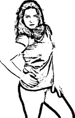 Casual woman posing in blank t-shirt