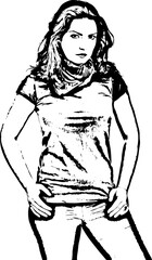 Attractive woman in blank t-shirt