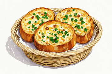 Cheese Veil Toasted Garlic Bread with cheese isolated watercolor vector illustration svg
