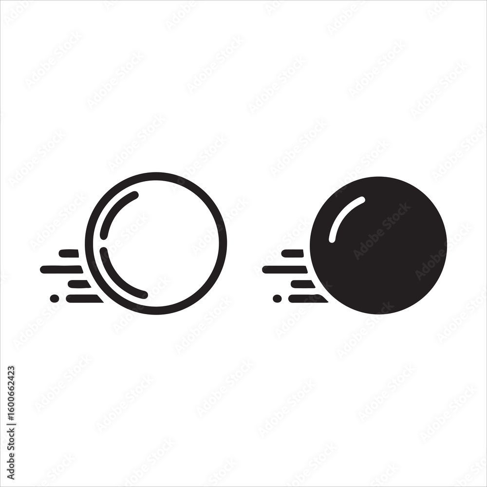 Poster two circles with motion trails representing speed and movement