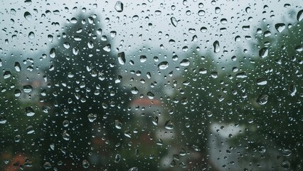 Surface adorned with rain droplets