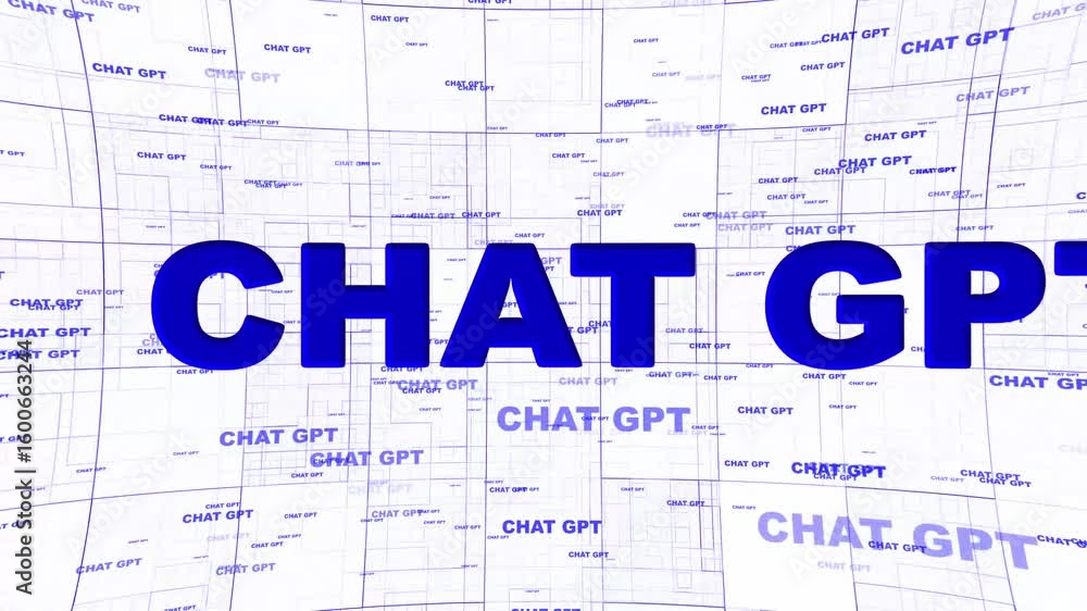 Poster chat gpt technology animation text background.