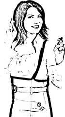 Happy business woman with fingers crossed