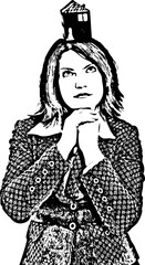 Business woman dreaming to a house