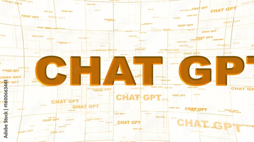 Poster chat gpt technology animation text background.