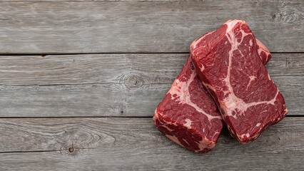 Uncooked beef and pork meat selection