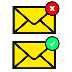 Email Notifications with Different Status Indicators | vector illustration of mail envelope
