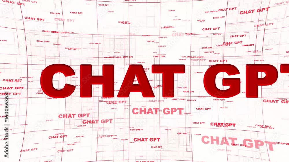 Poster chat gpt technology animation text background.