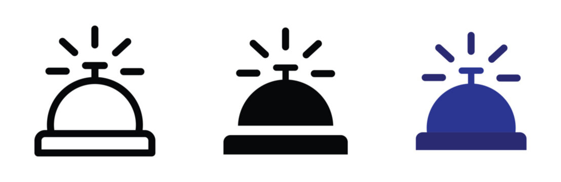 bell icon. hotel bell icon with radiating lines indicating ringing sound. reception bell symbol. front desk bell. vector illustration on transparent background.