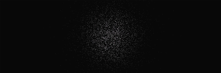 Glitter falling silver particles on dark background. Sequin twinkle powder. Sparkle glow spray. Magic star. Shine silver glow texture. Christmas card. Shimmer luxury party frame. Vector illustration