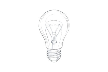 Simple Line Art Illustration of a Light Bulb Representing Ideas Innovation Energy and Solutions Isolated on a White Background Close Up