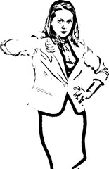 Upset business woman with thumb down
